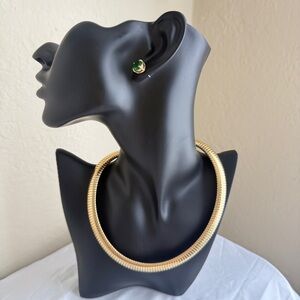 Vintage Gold Omega Collar Necklace Structured Chain Minimalist Statement Chic